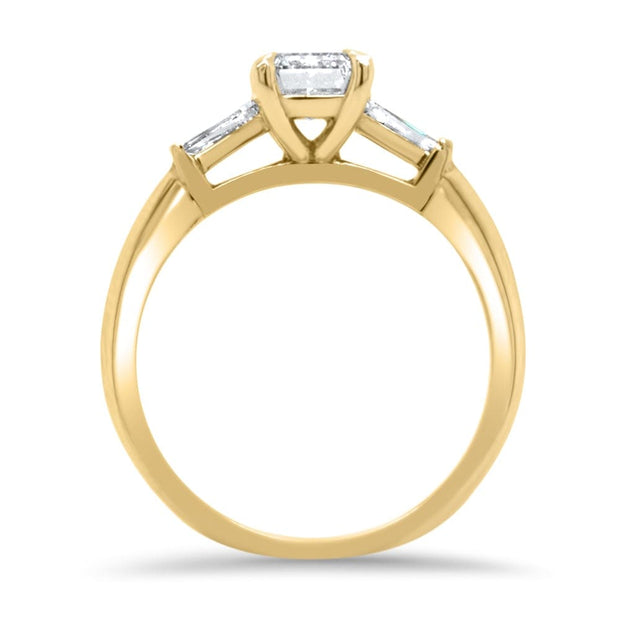 Iris Emerald Cut and Tapered Baguette Engagement Ring Yellow Gold | Noah James Jewellery.