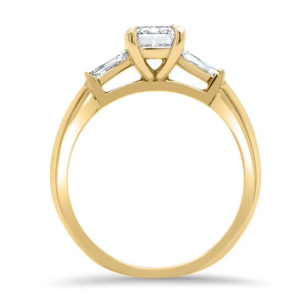 Iris Radiant Cut and Tapered Baguette Engagement Ring Yellow Gold | Noah James Jewellery.