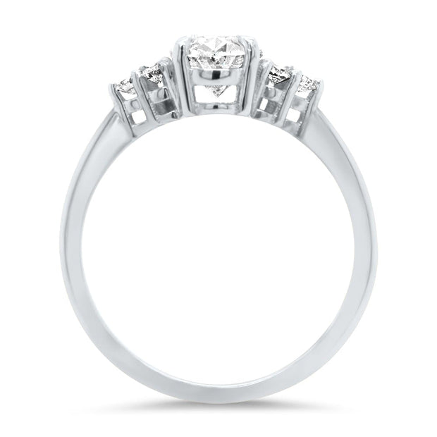 Margot Oval and Round Brilliant Cut Trefoil Shoulder Engagement Ring Platinum | Noah James Jewellery.