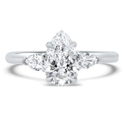 Flora 3 Stone Pear Shape Engagement Ring Platinum | Noah James Jewellery.