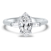 Iris Marquise Cut and Tapered Baguette Engagement Ring Platinum | Noah James Jewellery.
