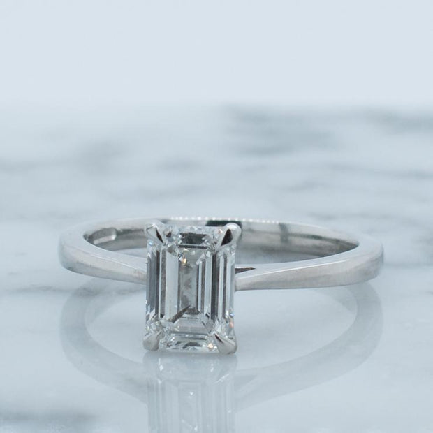 Noah James Jewellers Manchester In Stock Engagement Ring Celeste Emerald Cut Lab Grown Diamond Platinum Solitaire Engagement Ring 1.00ct Lab Grown Diamond Moissanite