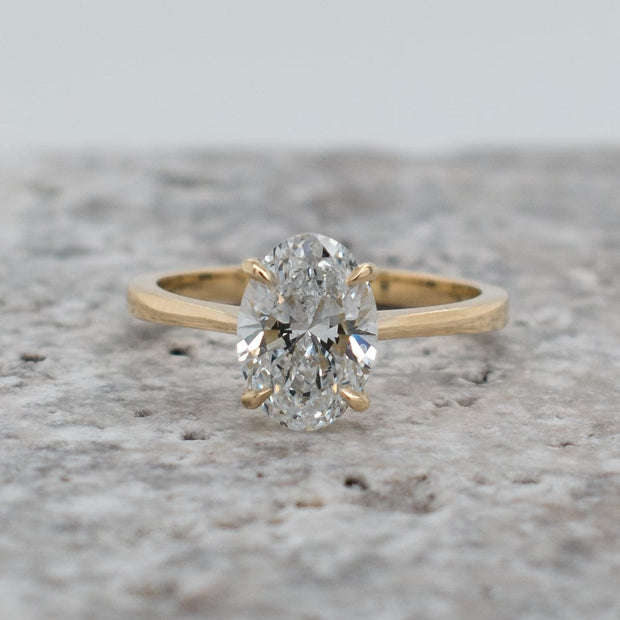 Noah James Jewellers Manchester In Stock Engagement Ring Celeste Oval Cut Lab Grown Diamond Solitaire Engagement Ring Yellow Gold Lab Grown Diamond Moissanite