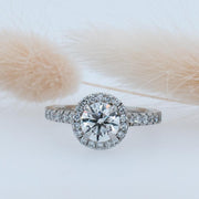 Adele Round Brilliant Lab Grown Diamond Halo Engagement Ring | Noah James Jewellery.