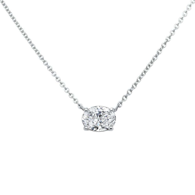 Noah James Jewellers Manchester In Stock Pendant 18ct White Gold Thalia Oval Cut Lab Grown Diamond Claw Set Pendant White Gold 0.53ct Lab Grown Diamond Moissanite