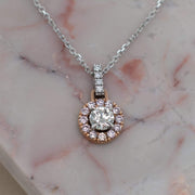 Pink Diamond Halo Pendant | Noah James Jewellery.