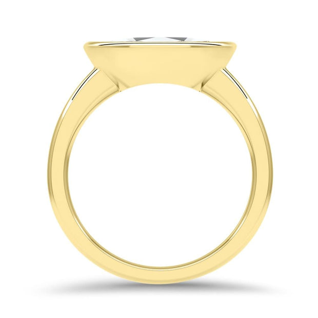 Rosa Marquise Cut East West Rubover Solitaire Engagement Ring Yellow Gold | Noah James Jewellery.