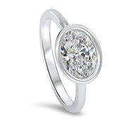 Rosa Oval Cut East West Rubover Solitaire Engagement Ring Platinum | Noah James Jewellery.