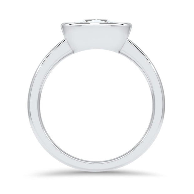 Rosa Oval Cut East West Rubover Solitaire Engagement Ring Platinum | Noah James Jewellery.