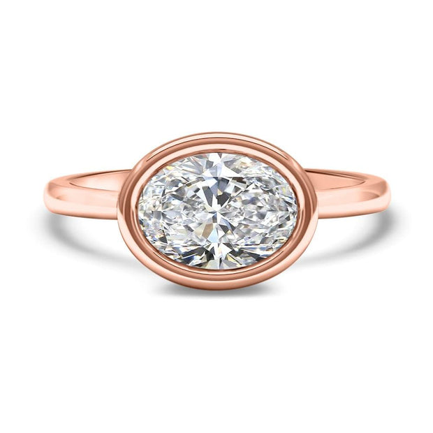 Rosa Oval Cut East West Rubover Solitaire Engagement Ring Platinum | Noah James Jewellery.