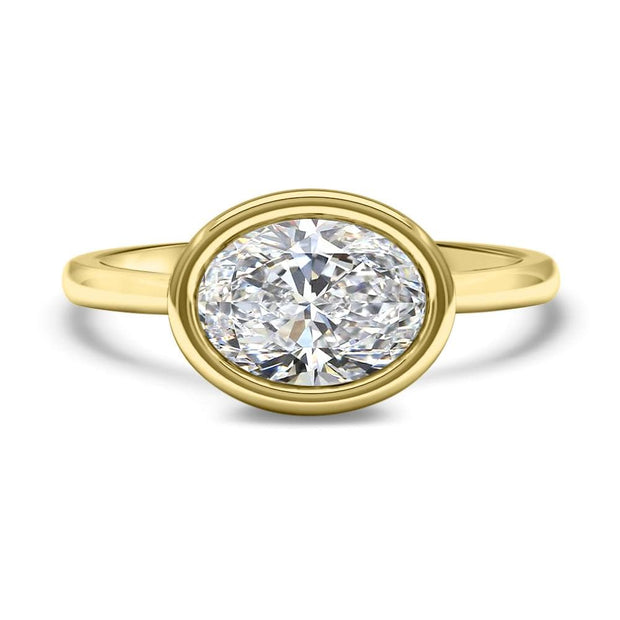 Rosa Oval Cut East West Rubover Solitaire Engagement Ring Platinum | Noah James Jewellery.