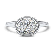 Rosa Oval Cut East West Rubover Solitaire Engagement Ring Platinum | Noah James Jewellery.