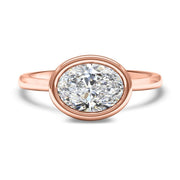 Rosa Oval Cut East West Rubover Solitaire Engagement Ring Yellow Gold | Noah James Jewellery.