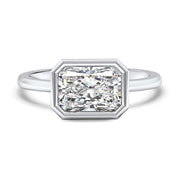 Rosa Radiant Cut Lab Grown Diamond East West Rubover Solitaire Engagement Ring | Noah James Jewellery.