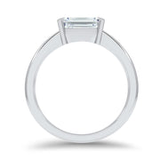 Thalia Emerald Cut East West Claw Set Solitaire Engagement Ring Platinum | Noah James Jewellery.