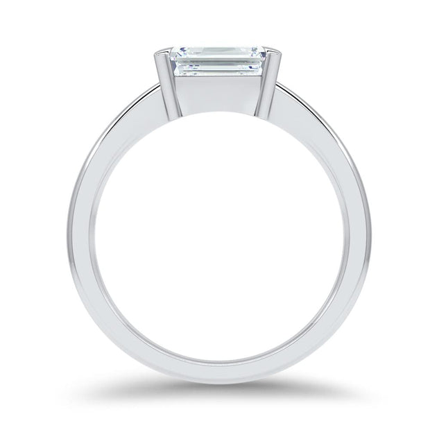 Thalia Emerald Cut East West Claw Set Solitaire Engagement Ring Platinum | Noah James Jewellery.