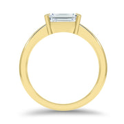 Thalia Emerald Cut East West Claw Set Solitaire Engagement Ring Yellow Gold | Noah James Jewellery.
