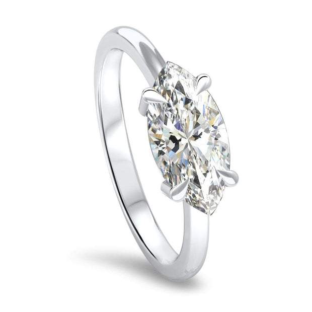 Thalia Marquise Cut East West Claw Set Solitaire Engagement Ring Platinum | Noah James Jewellery.