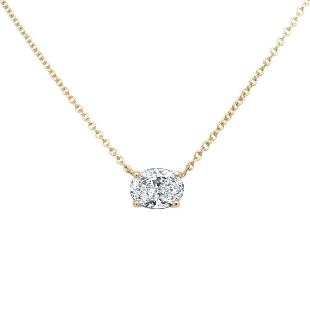 Thalia Oval Cut Claw Set Pendant White Gold | Noah James Jewellery.