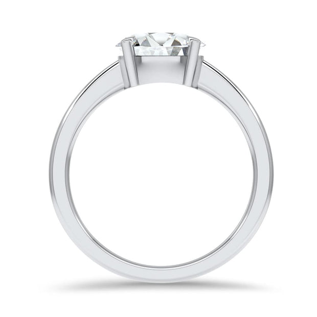 Thalia Oval Cut East West Claw Set Solitaire Engagement Ring Platinum | Noah James Jewellery.