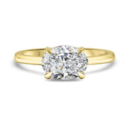Thalia Oval Cut East West Claw Set Solitaire Engagement Ring Platinum | Noah James Jewellery.