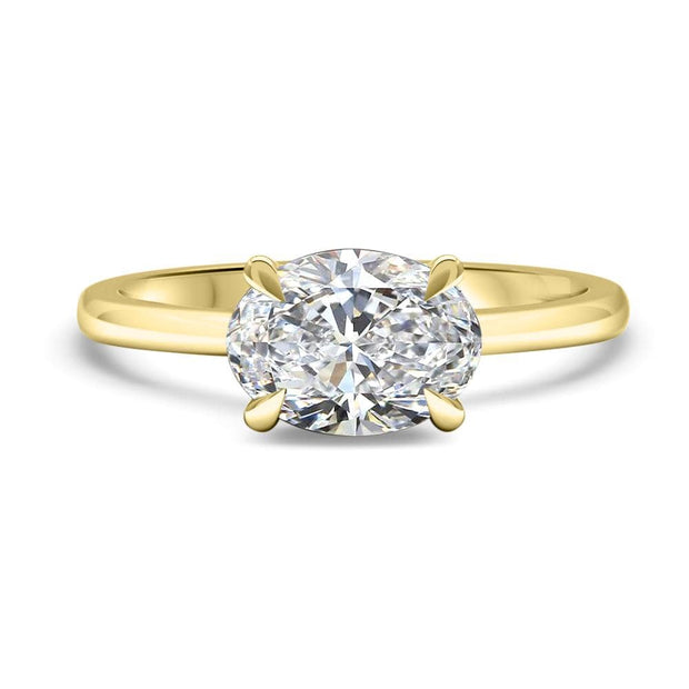 Thalia Oval Cut East West Claw Set Solitaire Engagement Ring Platinum | Noah James Jewellery.