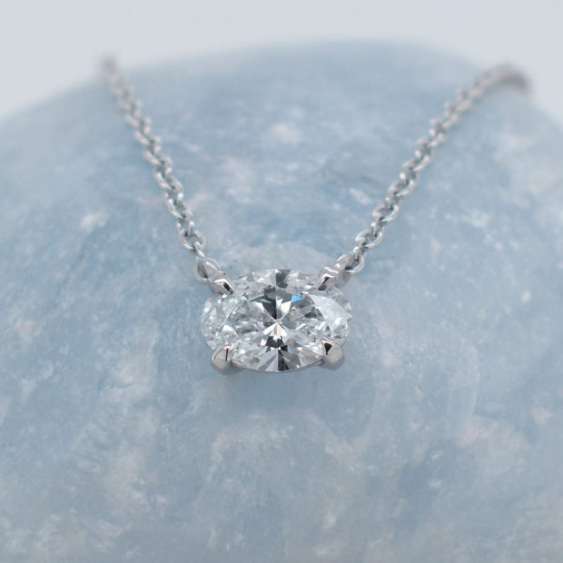 Noah James Jewellers Manchester In Stock Pendant Thalia Oval Cut Lab Grown Diamond Claw Set Pendant White Gold 0.53ct Lab Grown Diamond Moissanite